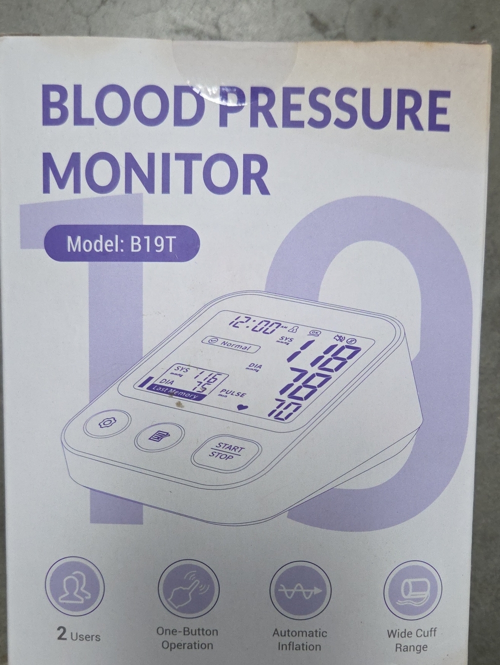 B19T Blood Pressure Monitor – White